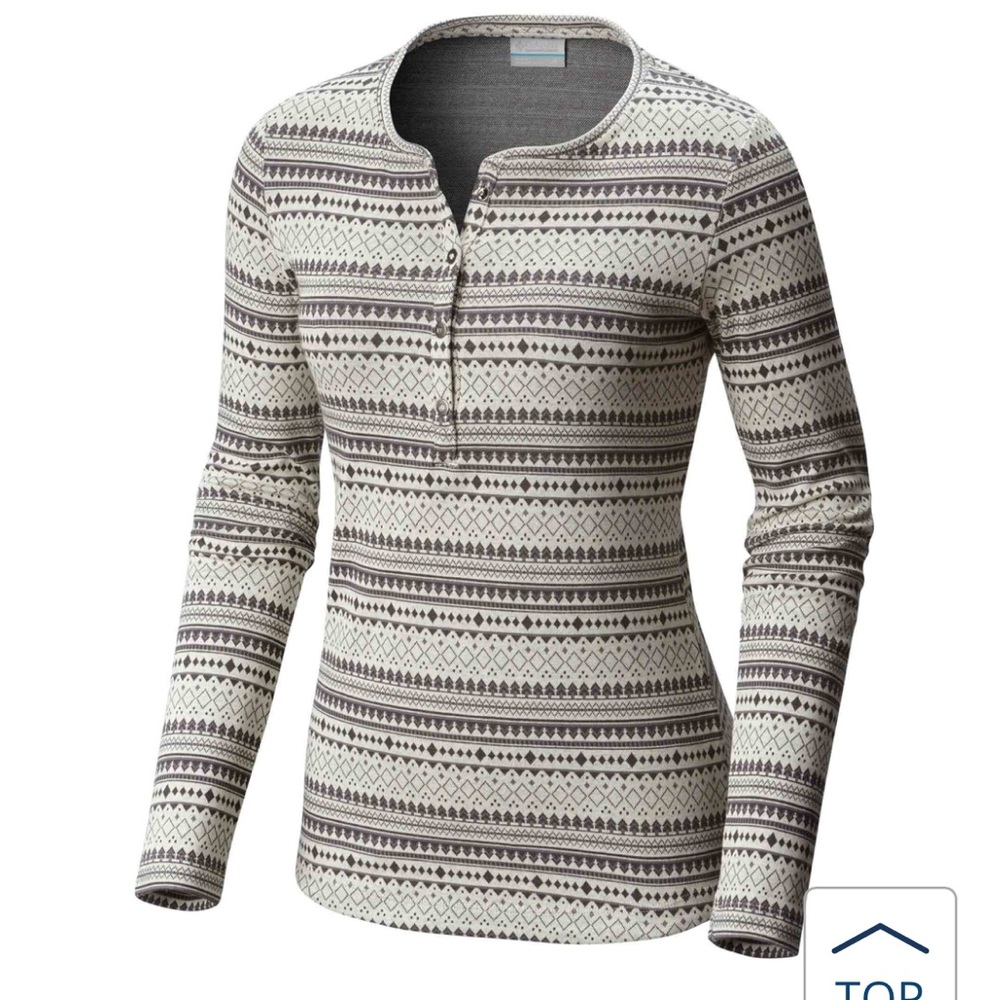 Columbia Jacquard Henley Mid Weight Long Sleeve Top Winter wear